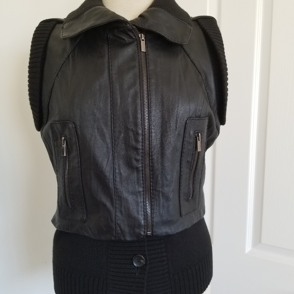 BCBGMAXAZRIA Leather Black Vest M
